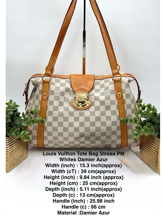 Louis Vuitton Handbags - Louis Vuitton Damier Azur Stresa PM Tote in White and Tan Leather